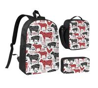YXDVPALNE Diagrammes de coupes de viande Boucherie,Ensemble de 3 sacs à dos, sac à lunch et trousse pour étudiant