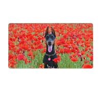 YXDVPALNE Doberman Pinscher dans la Fleur,Tapis de Souris de Bureau Grand Format avec Base antidérapante en Caoutchouc, 40 x 70 cm