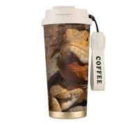 YXDVPALNE Dragon barbu,Tasse à café isotherme en acier inoxydable 316 avec cordon, 500 ml, idéale pour les voyages en voiture