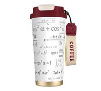 YXDVPALNE École de mathématiques et de géométrie avec formules scientifiques, style tableau noir,Tasse à café isotherme en acier inoxydable 316 avec cordon, 500 ml, idéale pour les voyages en voiture
