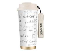 YXDVPALNE École de mathématiques et de géométrie avec formules scientifiques, style tableau noir,Tasse à café isotherme en acier inoxydable 316 avec cordon, 500 ml, idéale pour les voyages en voiture