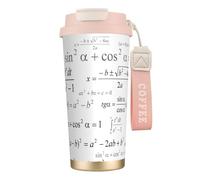 YXDVPALNE École de mathématiques et de géométrie avec formules scientifiques, style tableau noir,Tasse à café isotherme en acier inoxydable 316 avec cordon, 500 ml, idéale pour les voyages en voiture