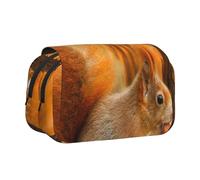YXDVPALNE Écureuil Mignon Mangeant des Noix Trousse à Crayons Portable à Double Coque avec Fermeture éclair