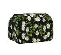 YXDVPALNE Edelweiss des Alpes suisses Floral Trousse à Crayons Portable à Double Coque avec Fermeture éclair