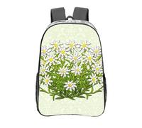 YXDVPALNE Edelweiss Fleurs des montagnes suisses,16 pouces Sac à dos décontracté Sac à dos transparent Sac d'école résistant à l'eau