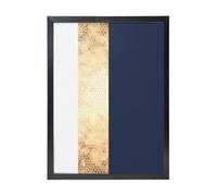 YXDVPALNE Élégant accent de rayures blanches bleu marine en faux or,Impressions d'art mural, cadre noir, peinture décorative à suspendre pour la maison, 30 x 40 cm