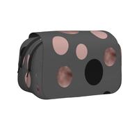 YXDVPALNE Élégants Faux Cercles Roses et Noirs Trousse à Crayons Portable à Double Coque avec Fermeture éclair
