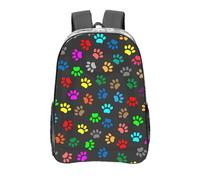 YXDVPALNE Empreinte de patte d'animal en couleur,16 pouces Sac à dos décontracté Sac à dos transparent Sac d'école résistant à l'eau