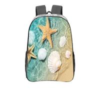 YXDVPALNE Étoile de mer de plage Coquille Saint-Jacques,16 pouces Sac à dos décontracté Sac à dos transparent Sac d'école résistant à l'eau