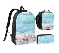 YXDVPALNE Étoiles de mer au sel de mer,Ensemble de 3 sacs à dos, sac à lunch et trousse pour étudiant