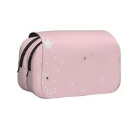 YXDVPALNE Étoiles Roses et Blanches imprimées Trousse à Crayons Portable à Double Coque avec Fermeture éclair