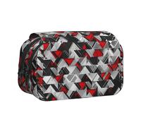 YXDVPALNE Explosion géométrique Noire et Rouge Trousse à Crayons Portable à Double Coque avec Fermeture éclair