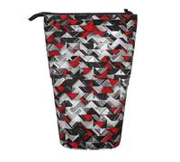 YXDVPALNE Explosion géométrique Noire et Rouge,Trousse à Crayons télescopique, Porte-Crayons avec Pochette à Crayons zippée
