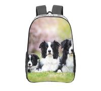 YXDVPALNE Famille Border Collie,16 pouces Sac à dos décontracté Sac à dos transparent Sac d'école résistant à l'eau