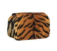 YXDVPALNE Fausse Peau de Tigre de Sibérie Trousse à Crayons Portable à Double Coque avec Fermeture éclair