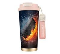 YXDVPALNE Feu de hockey sur glace,Tasse à café isotherme en acier inoxydable 316 avec cordon, 500 ml, idéale pour les voyages en voiture