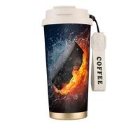 YXDVPALNE Feu de hockey sur glace,Tasse à café isotherme en acier inoxydable 316 avec cordon, 500 ml, idéale pour les voyages en voiture