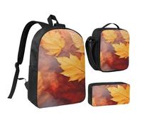 YXDVPALNE Feuilles d'automne tombant sur la rivière (2),Ensemble de 3 sacs à dos, sac à lunch et trousse pour étudiant