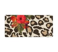 YXDVPALNE Fleur d'hibiscus léopard,Tapis de Souris Grand Format pour Ordinateur, avec Base antidérapante en Caoutchouc, 40 x 90 cm