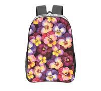 YXDVPALNE Fleurs de pensées à l'aquarelle,16 pouces Sac à dos décontracté Sac à dos transparent Sac d'école résistant à l'eau