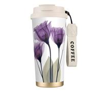YXDVPALNE Fleurs d'espoir violet lavande,Tasse à café isotherme en acier inoxydable 316 avec cordon, 500 ml, idéale pour les voyages en voiture