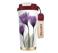 YXDVPALNE Fleurs d'espoir violet lavande,Tasse à café isotherme en acier inoxydable 316 avec cordon, 500 ml, idéale pour les voyages en voiture
