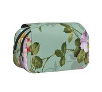 YXDVPALNE Fleurs Florales Vintage Trousse à Crayons Portable à Double Coque avec Fermeture éclair