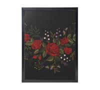 YXDVPALNE Fleurs Roses Westernch,Impressions d'art mural, cadre noir, peinture décorative à suspendre pour la maison, 30 x 40 cm