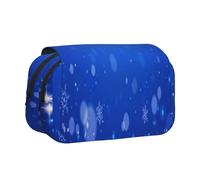 YXDVPALNE Flocon de Neige Bleu Hiver Noël Trousse à Crayons Portable à Double Coque avec Fermeture éclair