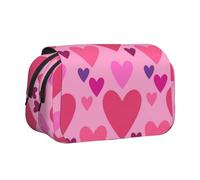 YXDVPALNE Forme d'amour Rose Trousse à Crayons Portable à Double Coque avec Fermeture éclair