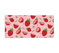 YXDVPALNE Fraise sur Rose,Tapis de Souris Grand Format pour Ordinateur, avec Base antidérapante en Caoutchouc, 40 x 90 cm