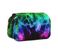 YXDVPALNE Fumée colorée Abstraite Noire Trousse à Crayons Portable à Double Coque avec Fermeture éclair