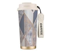 YXDVPALNE Géo Or Rose,Tasse à café isotherme en acier inoxydable 316 avec cordon, 500 ml, idéale pour les voyages en voiture