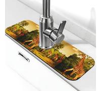 YXDVPALNE Girafe Sauvage,Tapis de Protection Anti-éclaboussures pour Robinet de Cuisine et comptoir de Salle de Bain, Ventouse, 38 x 14 cm