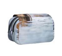 YXDVPALNE Golden Retriever Chiens flottants Animaux de Compagnie Labrador Trousse à Crayons Portable à Double Coque avec Fermeture éclair