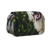 YXDVPALNE Golden Retriever drôle imprimé Trousse à Crayons Portable à Double Coque avec Fermeture éclair