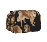YXDVPALNE Golden Retrievers Trousse à Crayons Portable à Double Coque avec Fermeture éclair