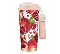 YXDVPALNE Graines de fruits de grenade,Tasse à café isotherme en acier inoxydable 316 avec cordon, 500 ml, idéale pour les voyages en voiture