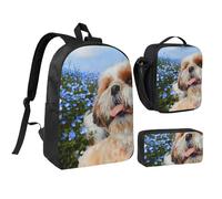 YXDVPALNE Gros plan sur le Shih Tzu,Ensemble de 3 sacs à dos, sac à lunch et trousse pour étudiant