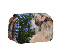 YXDVPALNE Gros Plan sur Le Shih Tzu Trousse à Crayons Portable à Double Coque avec Fermeture éclair