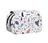 YXDVPALNE Gros Points colorés sur Fond Blanc Trousse à Crayons Portable à Double Coque avec Fermeture éclair