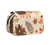 YXDVPALNE Hérisson Mignon et Champignon Trousse à Crayons Portable à Double Coque avec Fermeture éclair