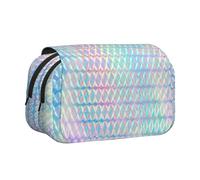 YXDVPALNE Hologramme de Couleur Arc-en-Ciel coloré holographique Trousse à Crayons Portable à Double Coque avec Fermeture éclair