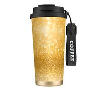 YXDVPALNE Images de paillettes,Tasse à café isotherme en acier inoxydable 316 avec cordon, 500 ml, idéale pour les voyages en voiture