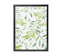 YXDVPALNE Impression artistique d'olivier à feuilles vertes,Impressions d'art mural, cadre noir, peinture décorative à suspendre pour la maison, 30 x 40 cm