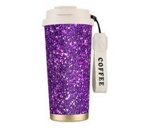 YXDVPALNE Impression scintillante et scintillante,Tasse à café isotherme en acier inoxydable 316 avec cordon, 500 ml, idéale pour les voyages en voiture
