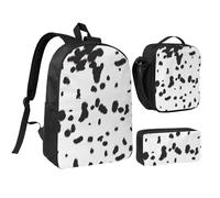 YXDVPALNE Imprimé chien dalmatien tache noire,Ensemble de 3 sacs à dos, sac à lunch et trousse pour étudiant
