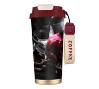 YXDVPALNE Imprimé de roses noires gothiques,Tasse à café isotherme en acier inoxydable 316 avec cordon, 500 ml, idéale pour les voyages en voiture