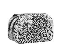 YXDVPALNE Imprimé léopard et Tigre Noir et Blanc Trousse à Crayons Portable à Double Coque avec Fermeture éclair