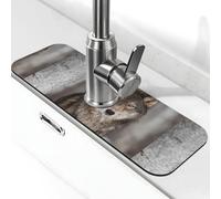 YXDVPALNE Imprimé Loup Sauvage,Tapis de Protection Anti-éclaboussures pour Robinet de Cuisine et comptoir de Salle de Bain, Ventouse, 38 x 14 cm